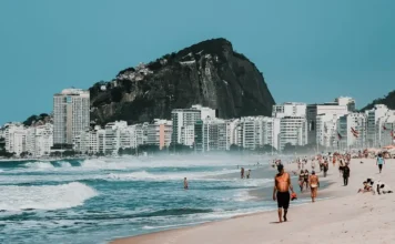 Copacabana Beach in Rio de Janeiro on a sunny day