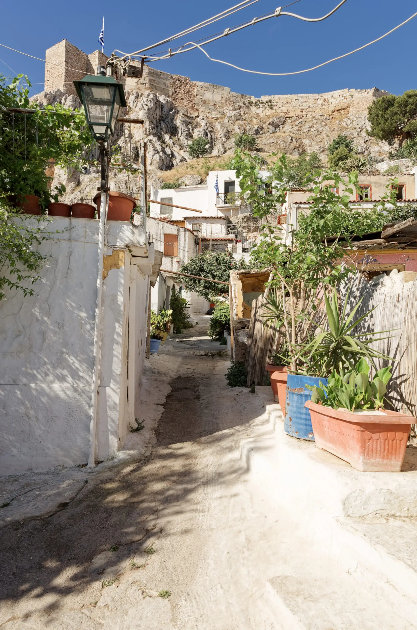 The whitewashed island-style lanes of Anafiotika in Athens