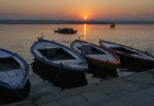 The ghats of Varanasi at sunrise