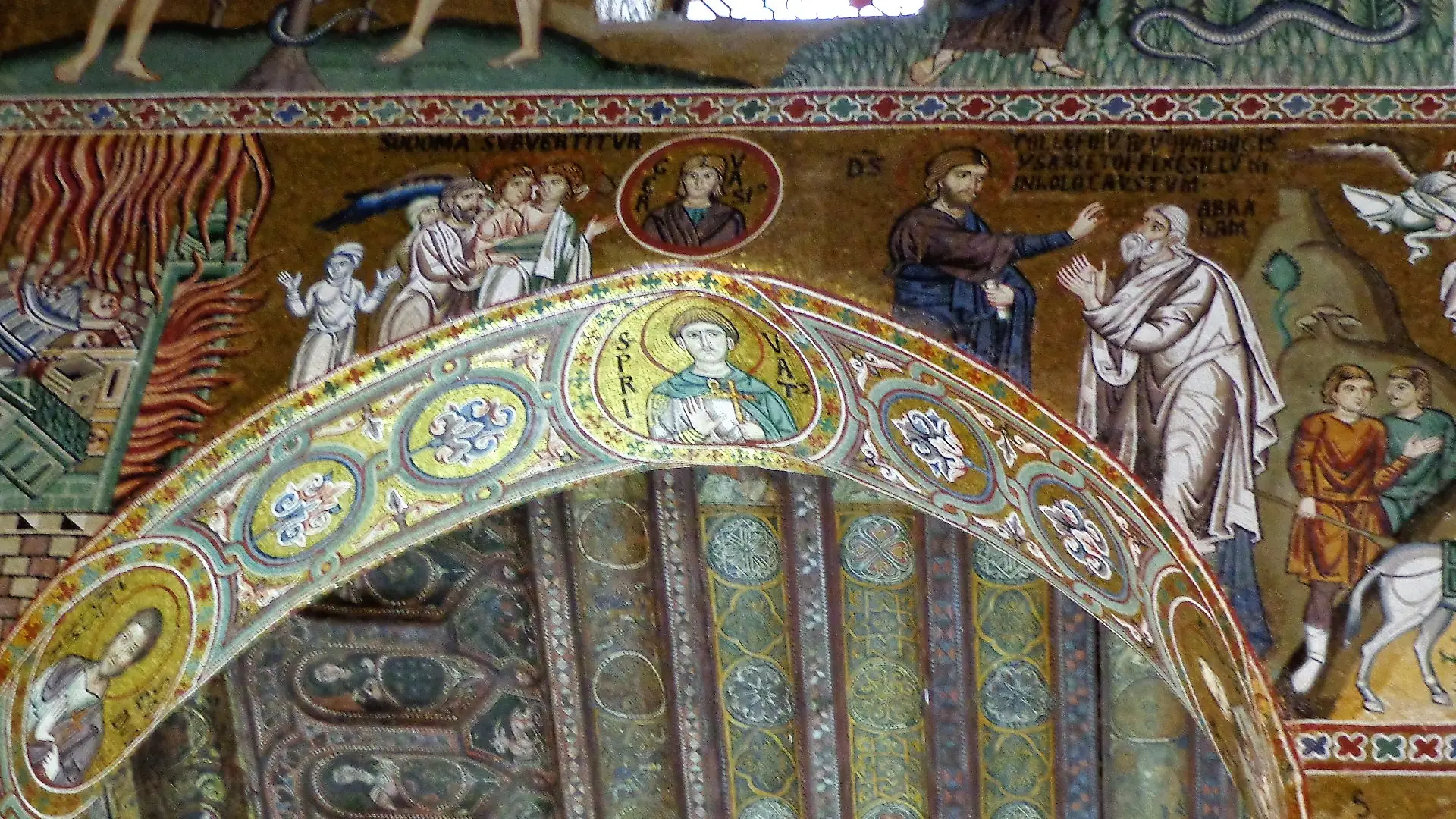 Golden mosaics inside the Cappella Palatina in Palermo.