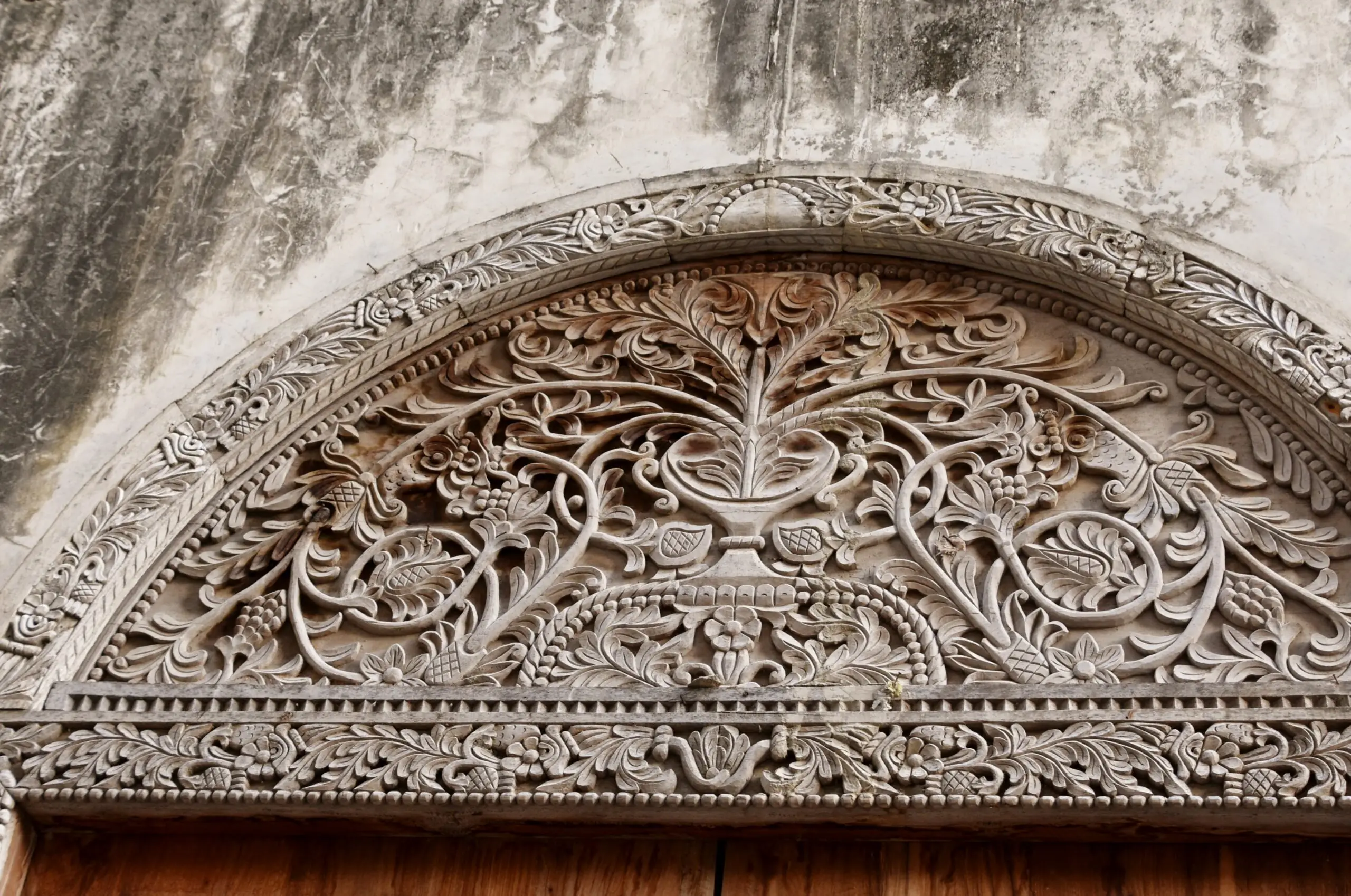 A carved wooden door in Stone Town