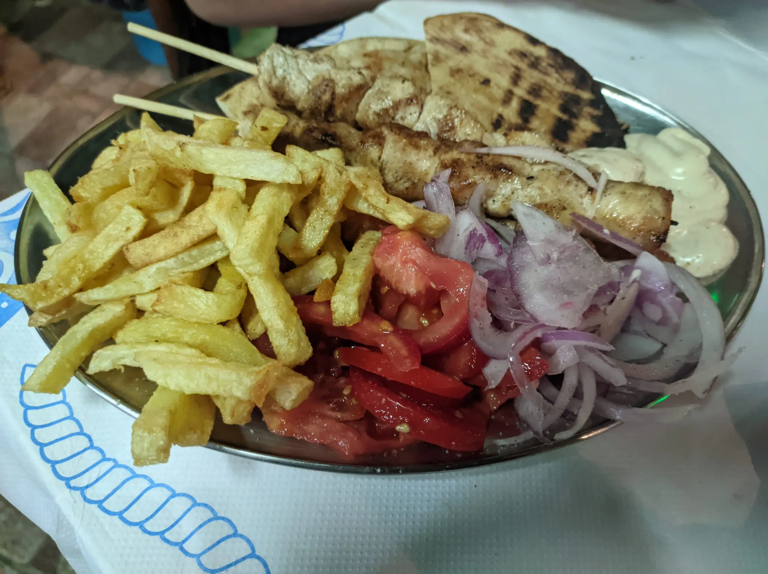 A spread of Greek meze on a taverna table