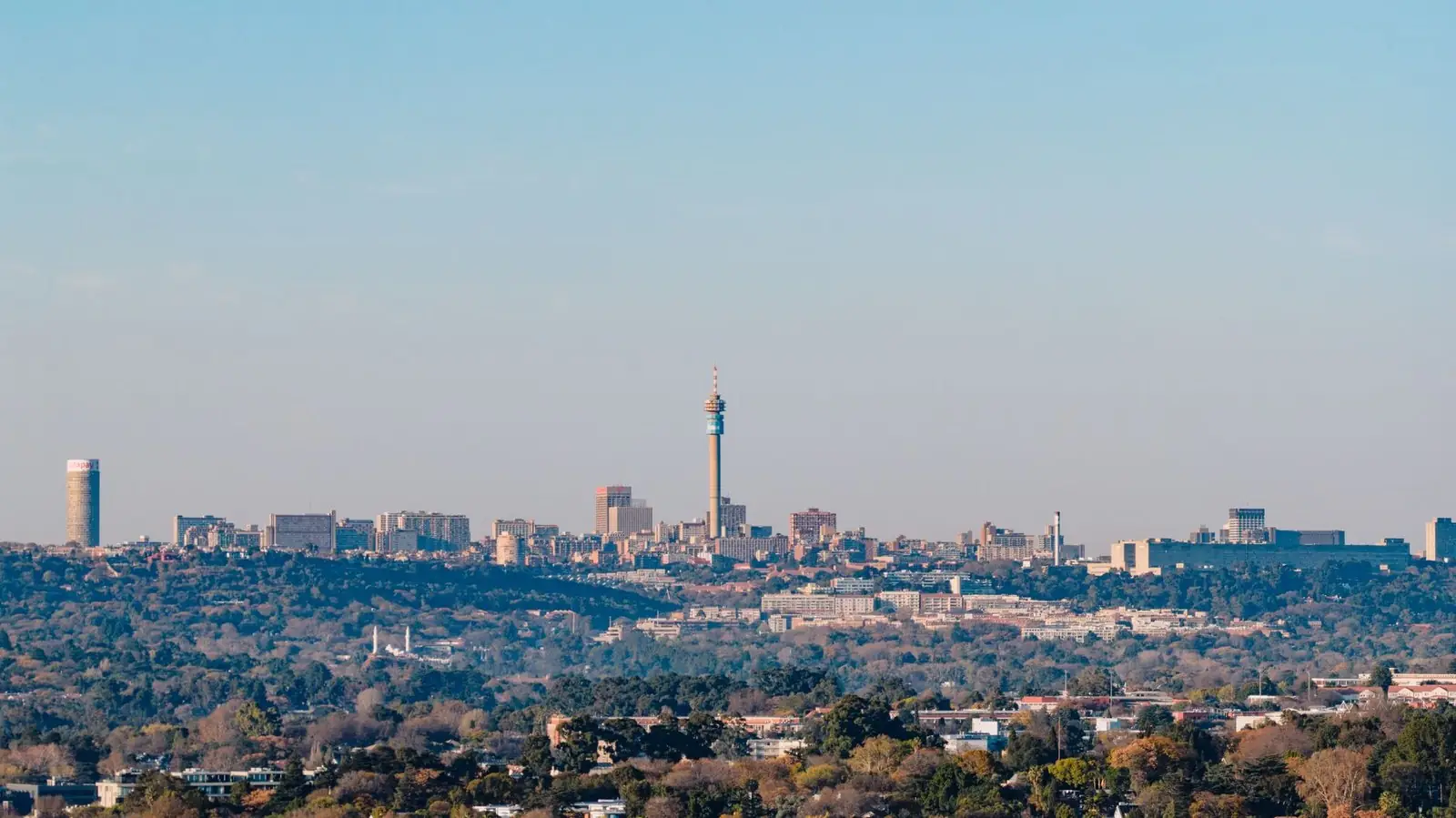 The Johannesburg skyline with the Hillbrow Tower on a clear day