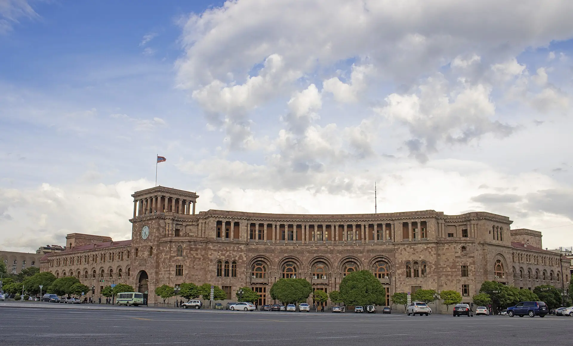 Government House in rose tuff on Republic Square in Yerevan