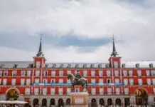 Plaza Mayor in Madrid with the statue of Philip III