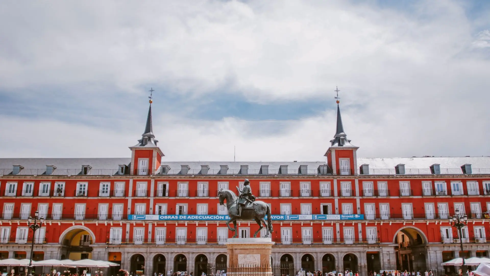 Plaza Mayor in Madrid with the statue of Philip III
