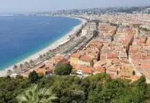 The Baie des Anges and Promenade des Anglais in Nice seen from Castle Hill