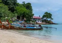 Longtail boats on a Phuket beach