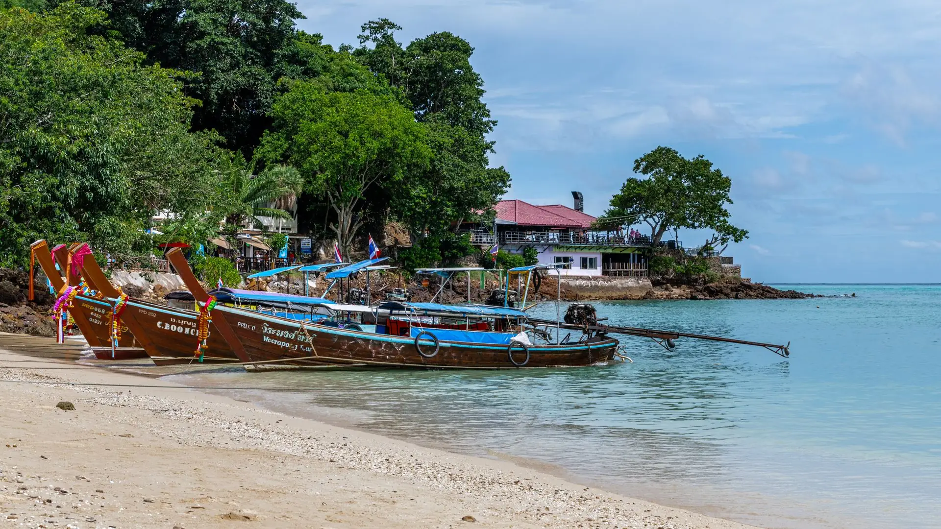 Longtail boats on a Phuket beach