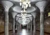 The Reality of Tashkent: Palaces Underground Ornate columns and chandeliers in a Tashkent metro station